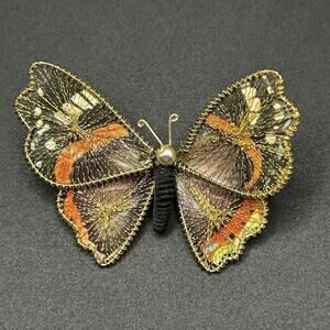 Vintage 60’s Germany Butterfly Brooch Pin Wire Wrapped Vibrant